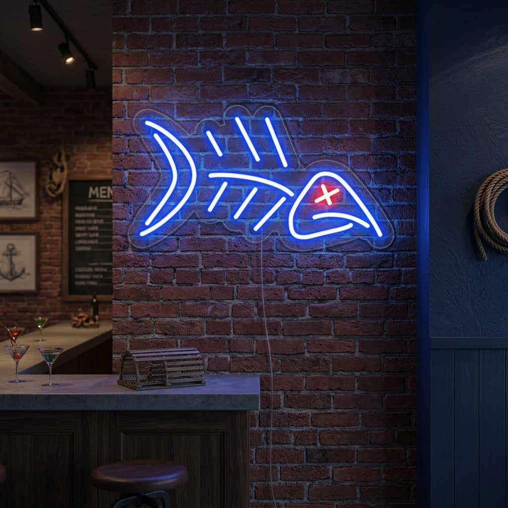 "Vis, Visgraat" Neon Verlichting