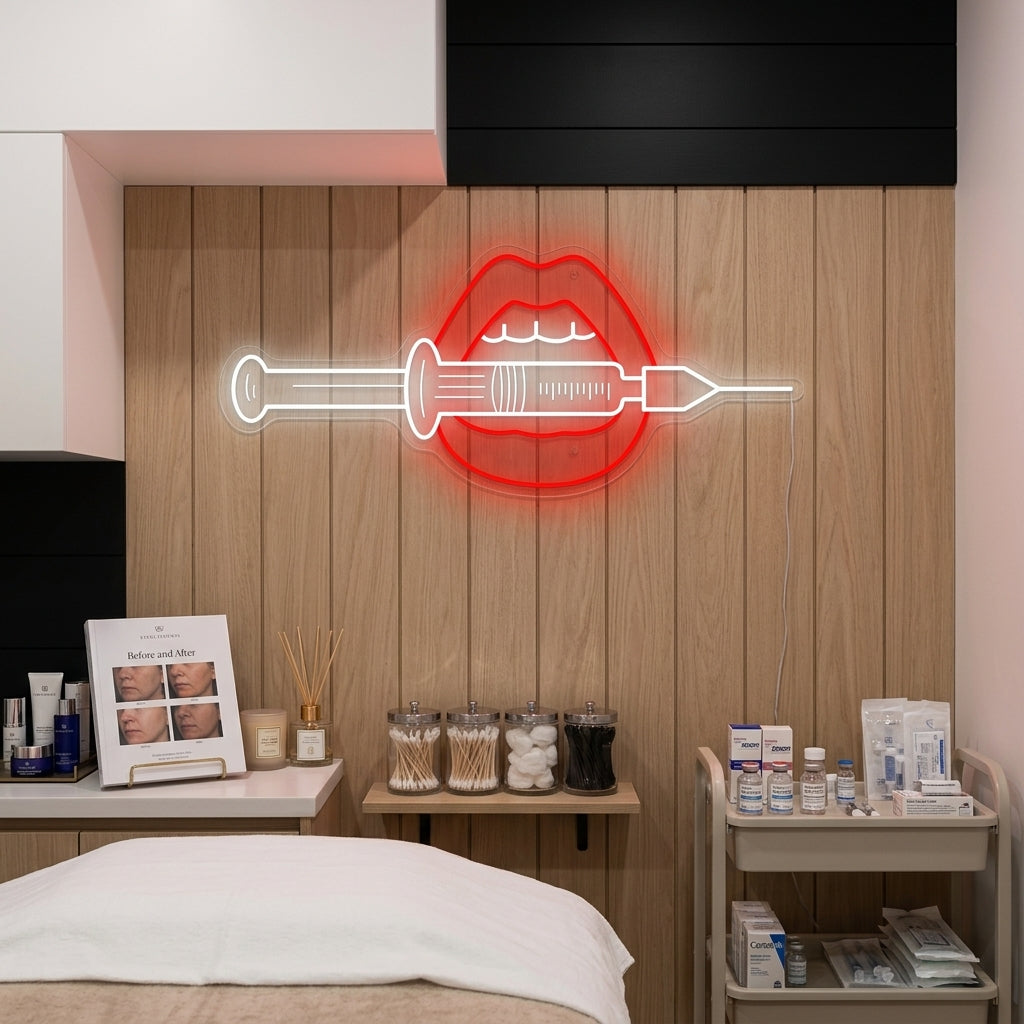"Lip injectie" Neonbord