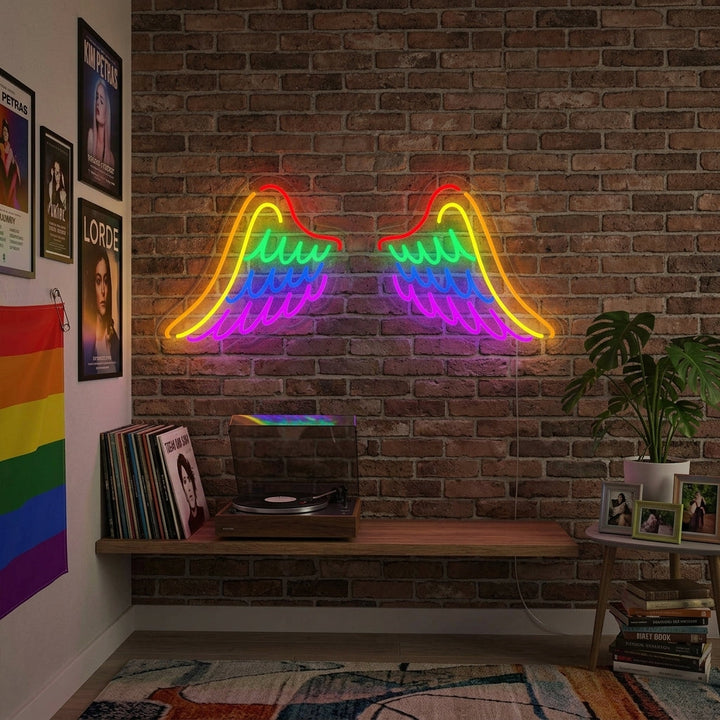 "Regenboogvlag Lgbt-Trots Uniek, Vleugels" Neon Verlichting