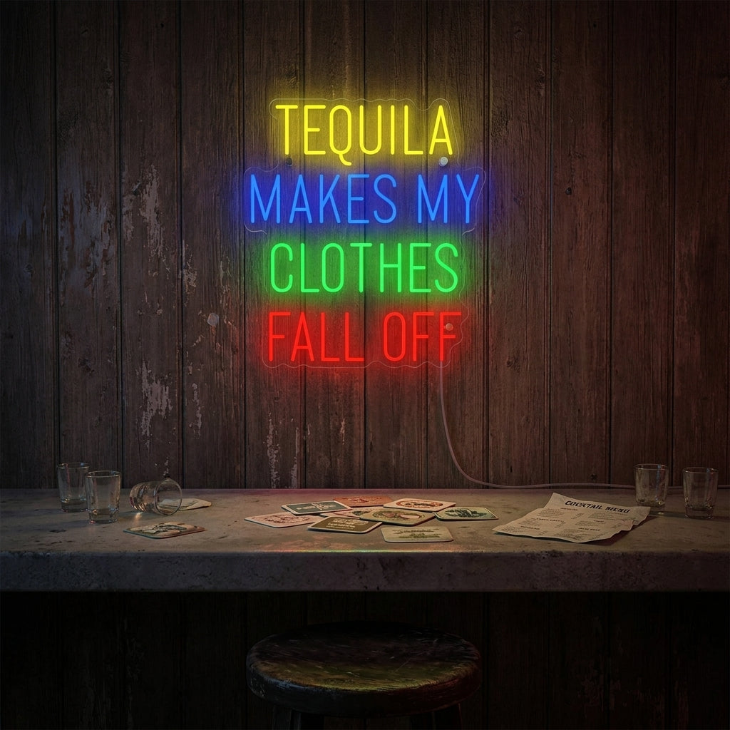 "Tequila Makes My Clothes Fall Off" Neonbord