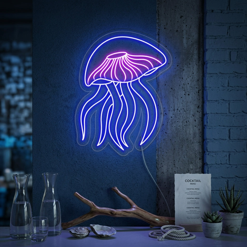 Kwal jellyfish LED neon blauw roze