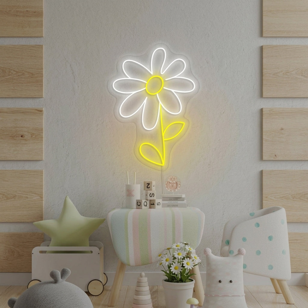 "Madeliefje Bloem, Kinderen Kamer Decor" Neon Verlichting