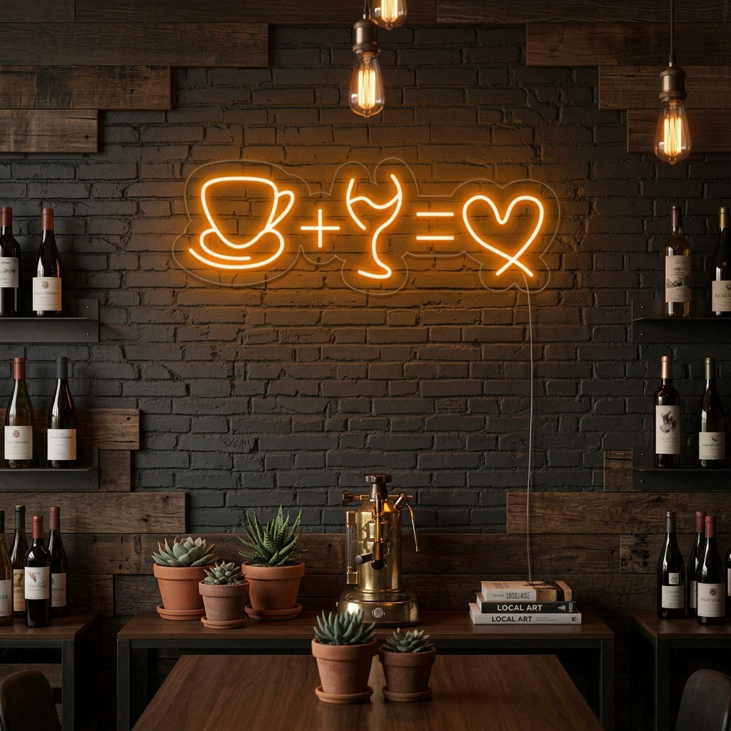 "Koffie Wijn Liefde" Neon Verlichting