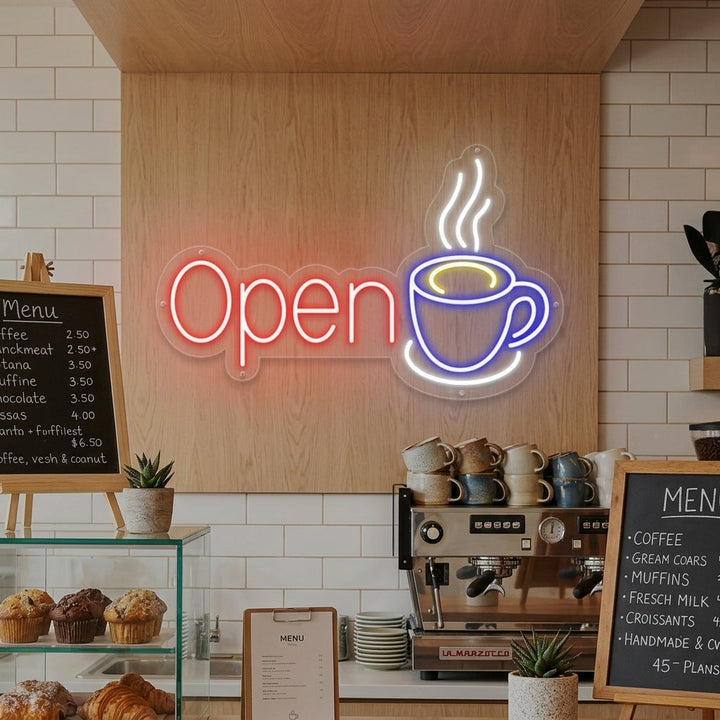 "Open, Koffiekop" Neon Verlichting