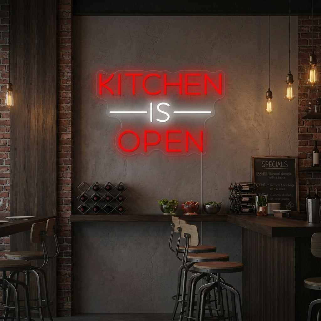 "Kitchen Is Open" Neonbord