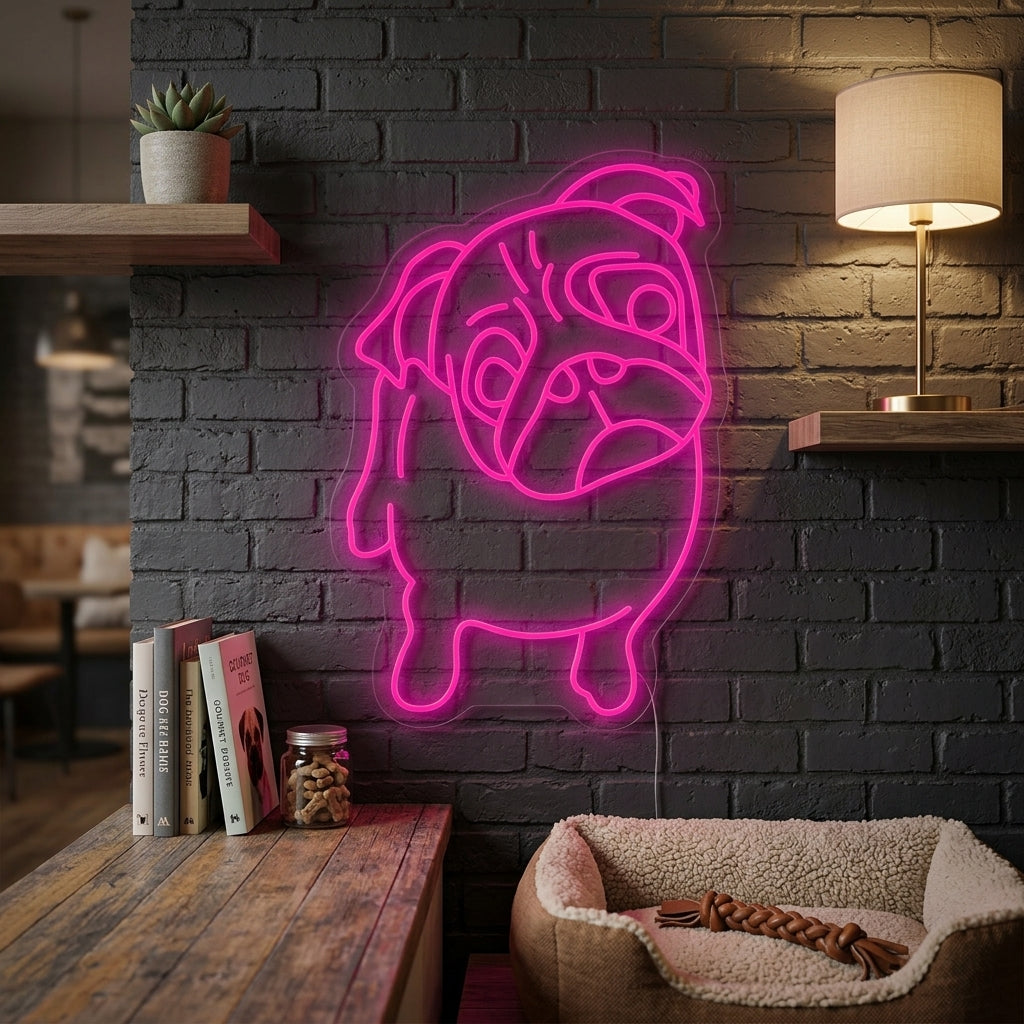 "Schattig Mopshondje" Neon Verlichting