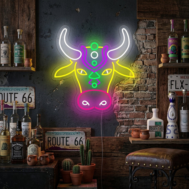"Kleurrijke Stier" Neon Verlichting