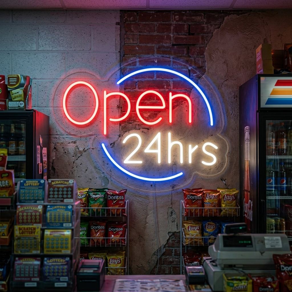 "Open 24 Hrs" Neon Verlichting