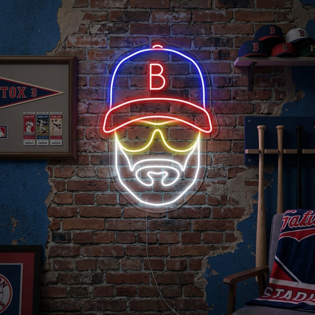 "Honkbal Man Met Hoed" Neon Verlichting