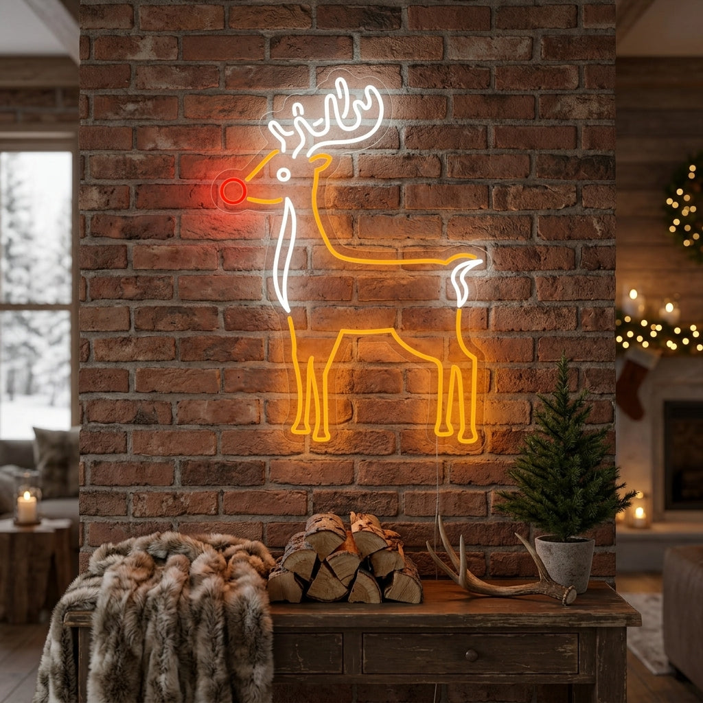 "Schattig Rendier Kerstdecor" Neon Verlichting