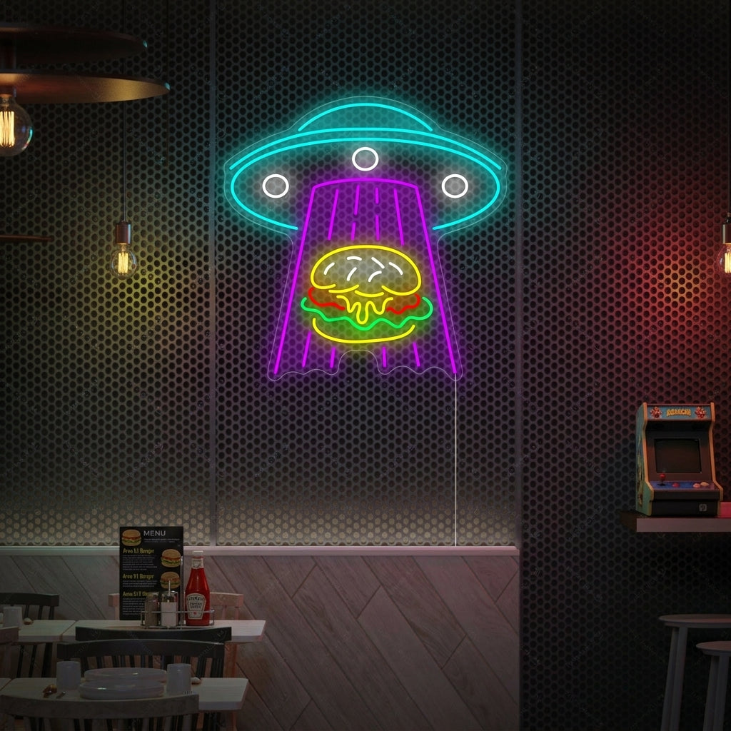 "Ufo ontvoering Burger" Neonbord