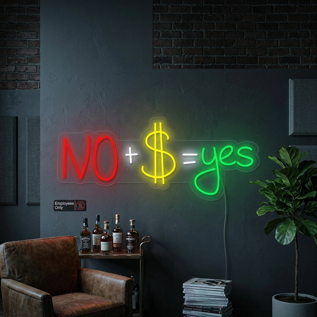 "No + US Dollar = Yes" Neon Verlichting