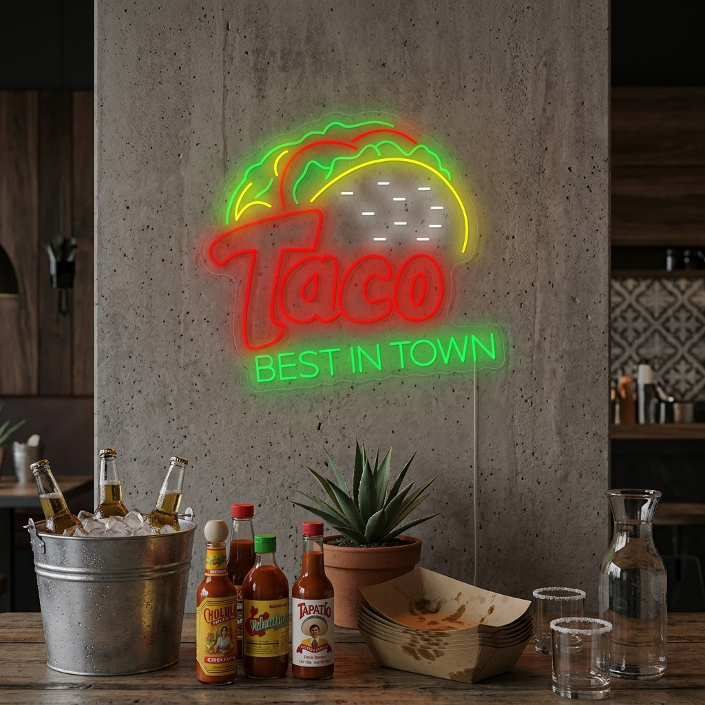 "Taco Best In Town" Neonbord