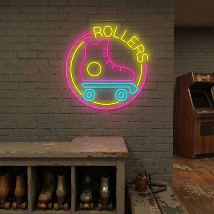 "Rolschaatsen" Neonbord