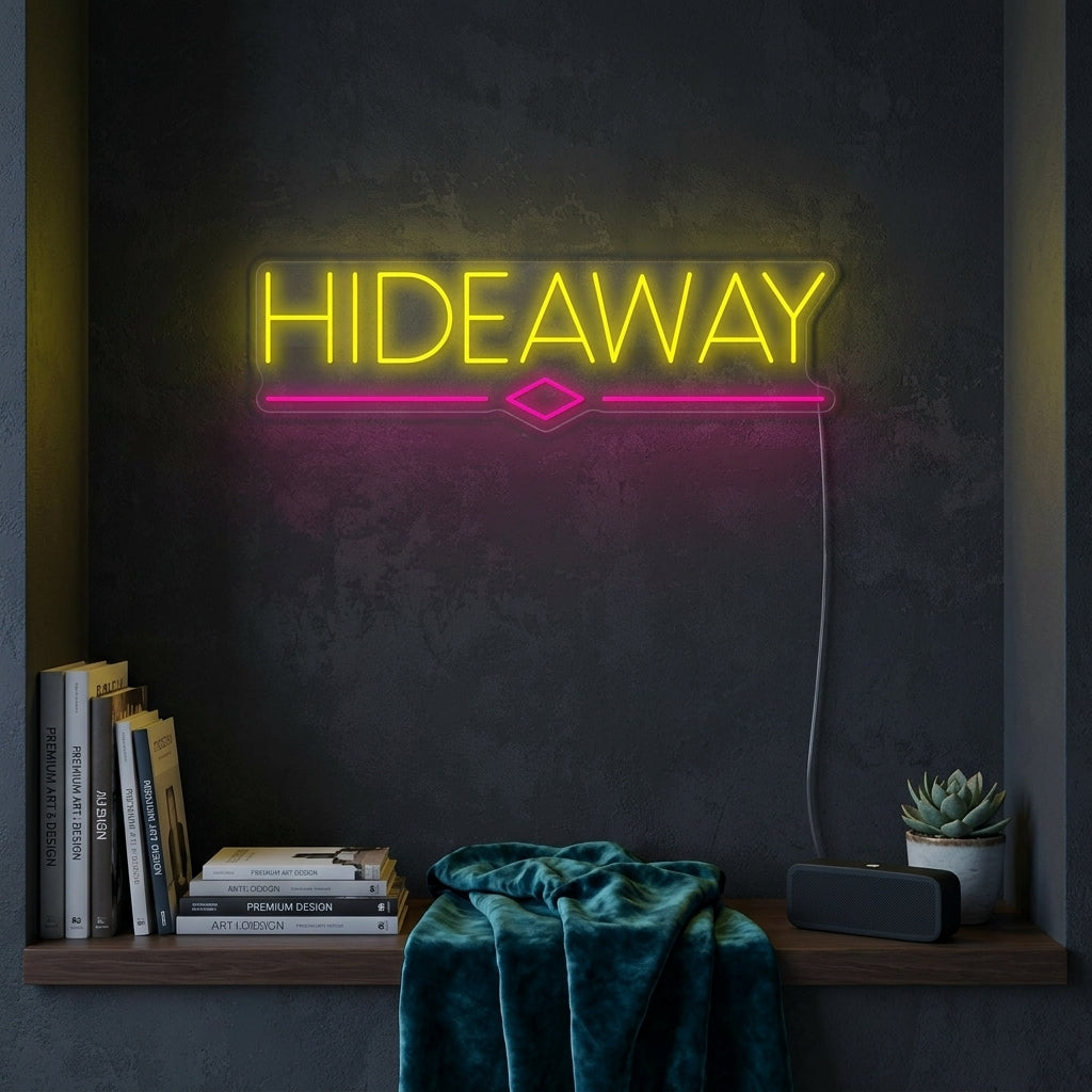 "Hideaway, bierbalkvlag" Neonbord