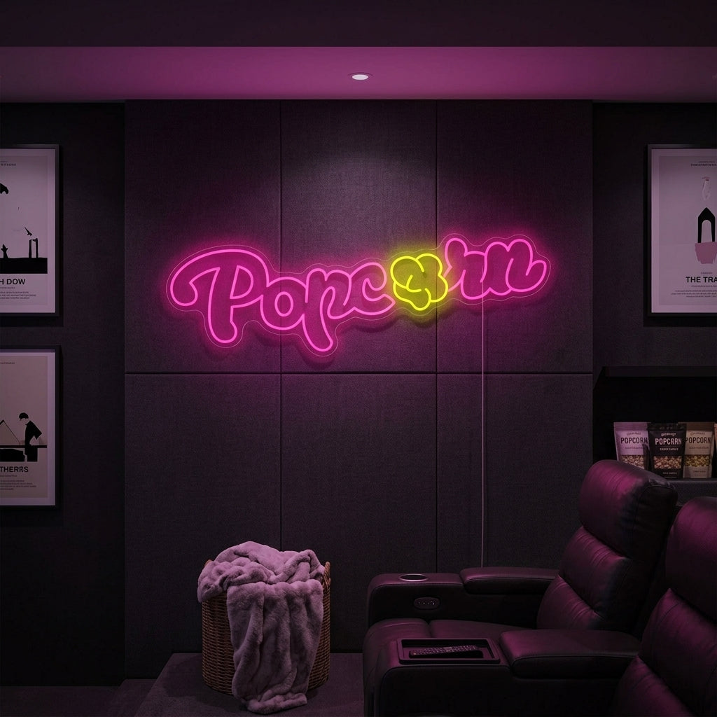 "Bioscoopzaal Popcorn" Neonbord