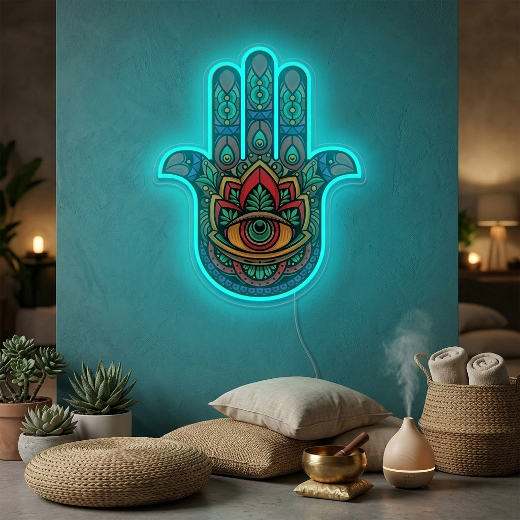 "Hamsa-Hand En UV-Print" Neon Verlichting
