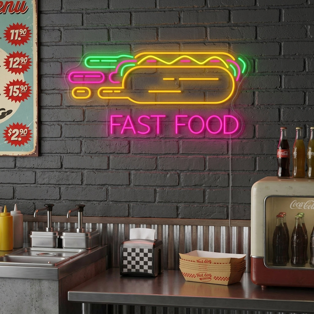 "Hotdog fast food" Neonbord