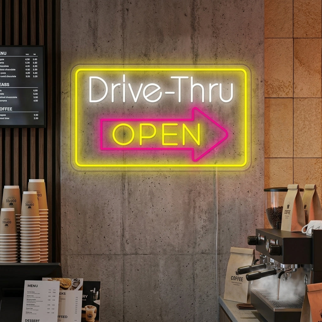 "Drive Thru Open" Neonbord