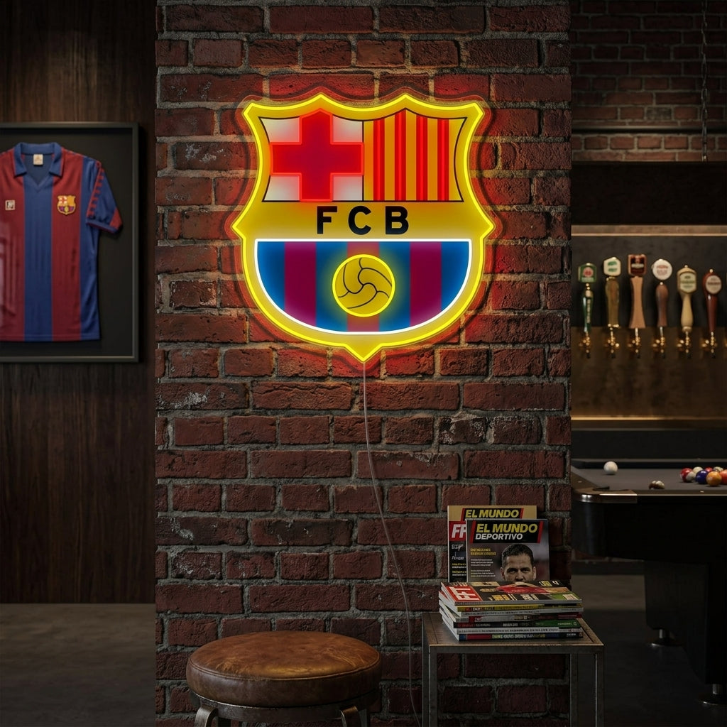 Neon LED FC Barcelona logo, fanroomdecoratie.