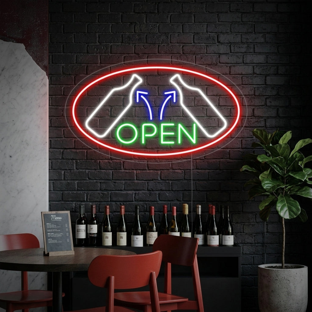 "Wine, Wijnglas" Neon Verlichting