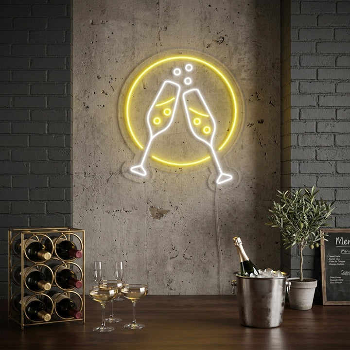 "Champagneglazen, Proost" Neon Verlichting