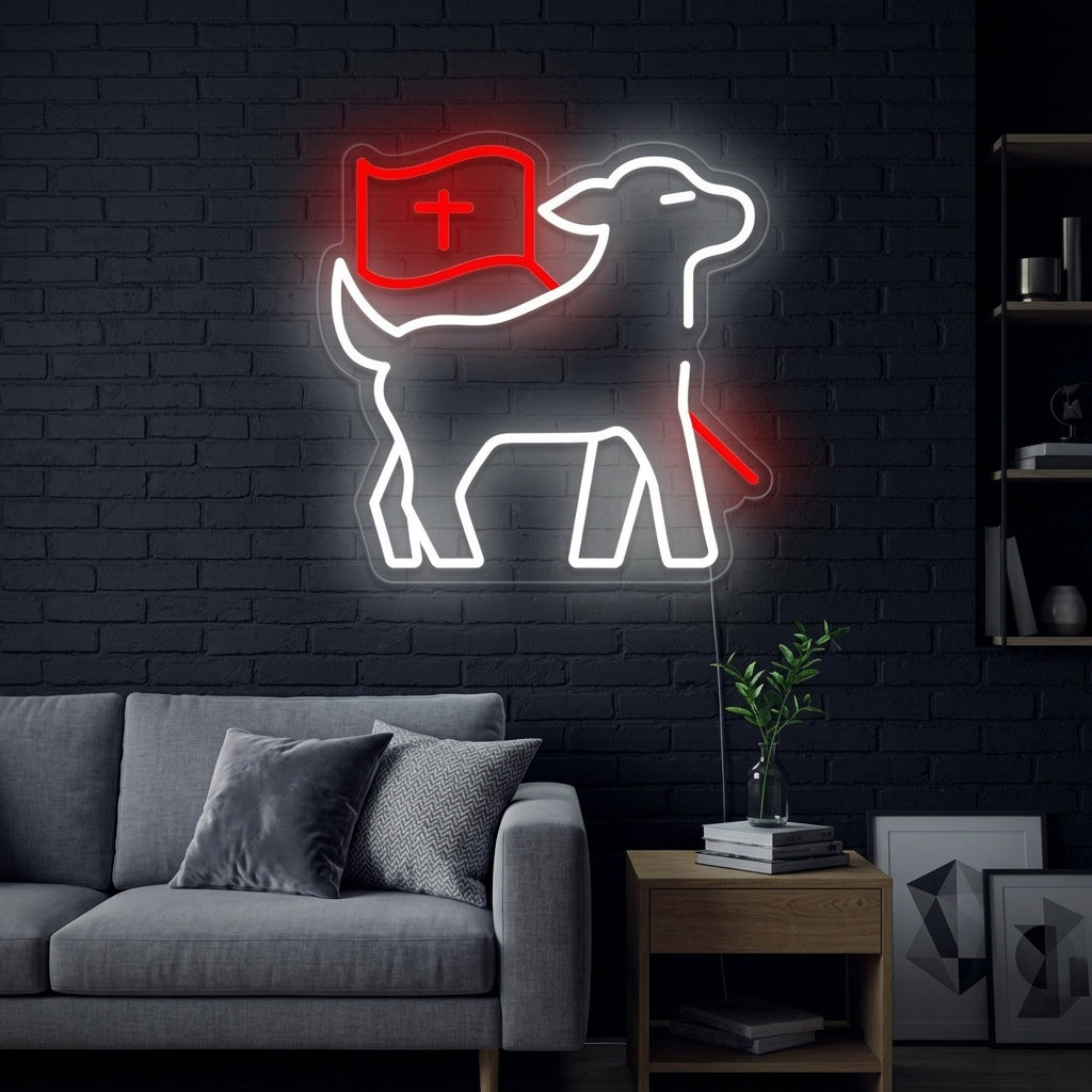 "Lam Met Kruis" Neon Verlichting
