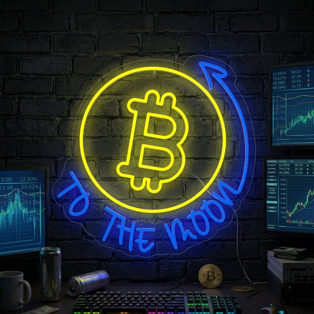 "Bitcoin to the Moon" Neon Verlichting