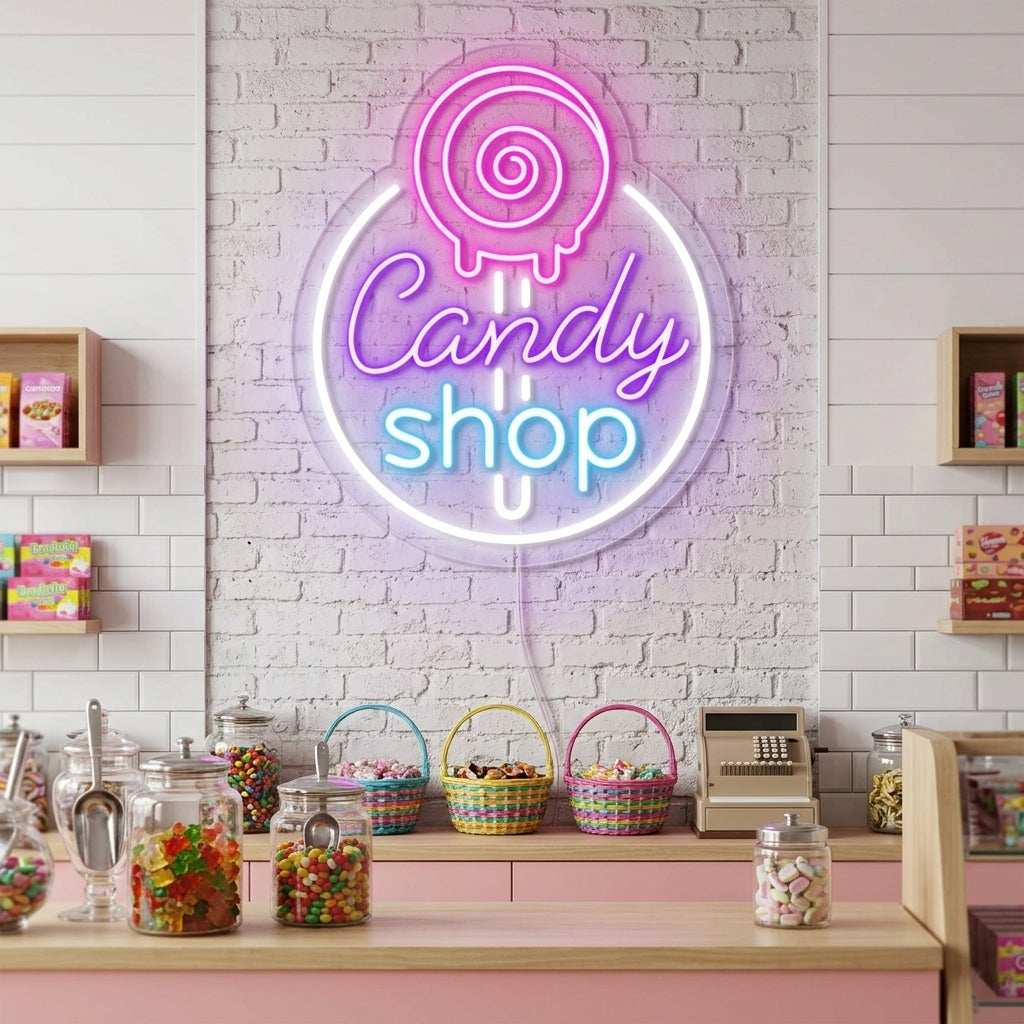 "Candy Shop, Snoepwinkel Logo" Neon Verlichting