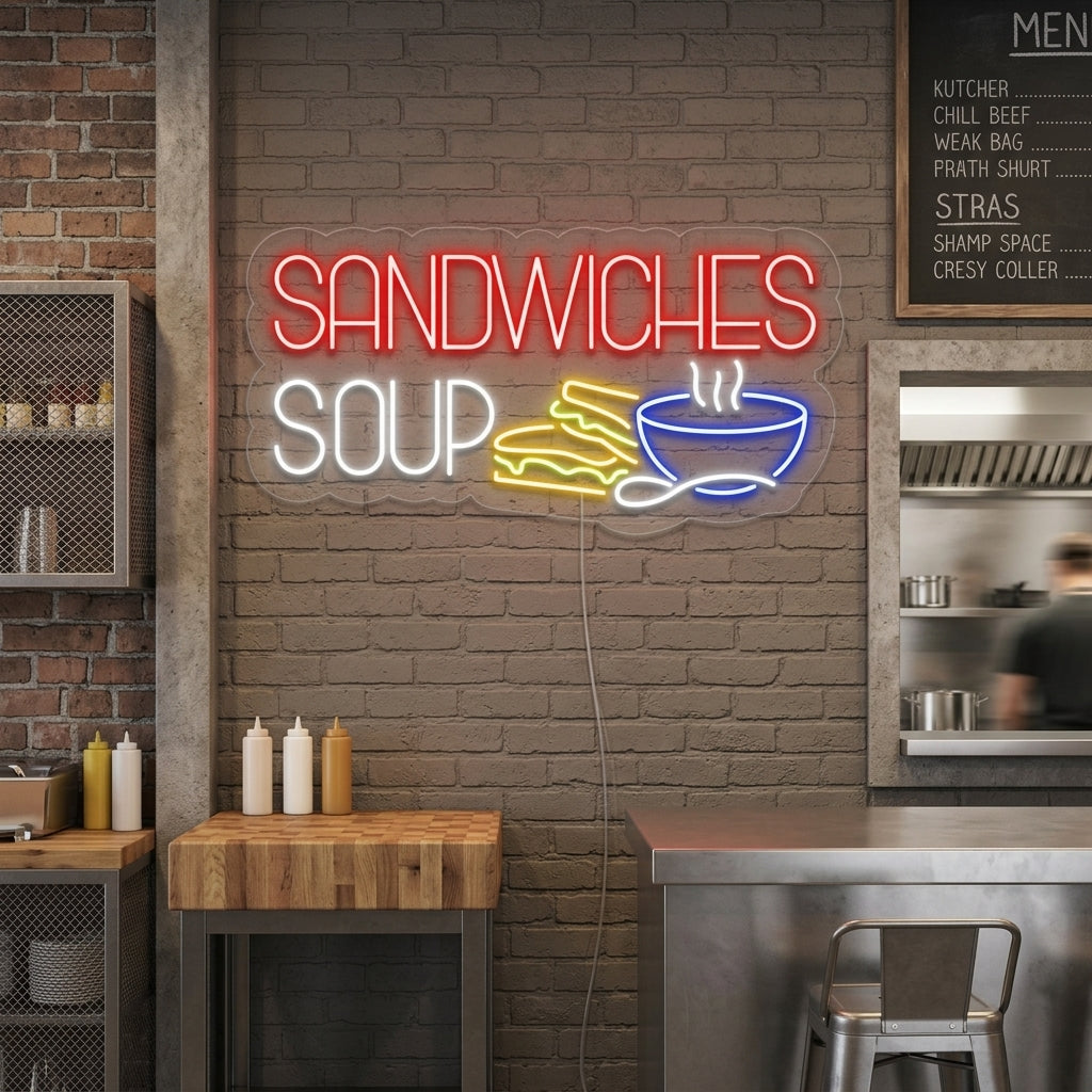 "SANDWICHES SOUP" Neon Verlichting