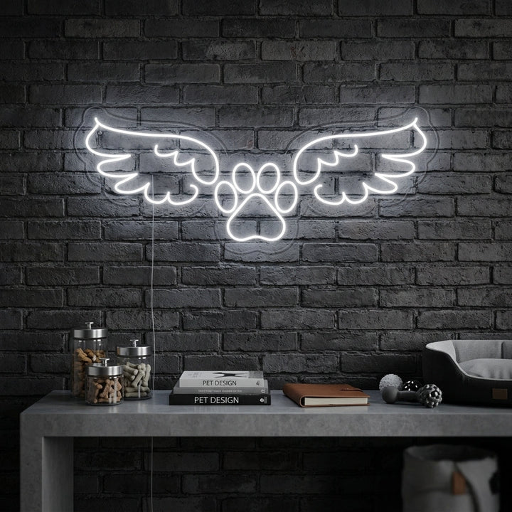 "Hondenpootafdruk, Engelenvleugels" Neon Verlichting