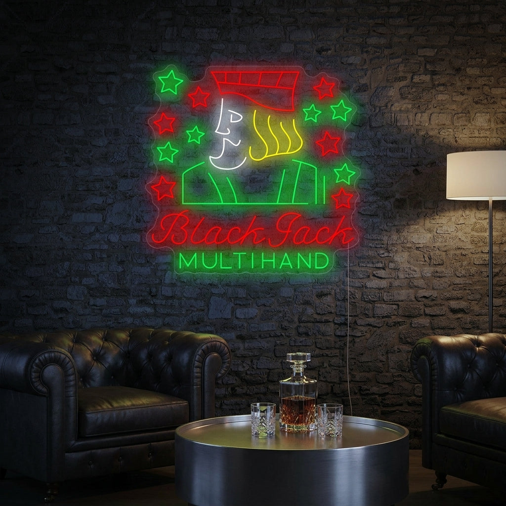 "Black Jack Multihand" Neonbord