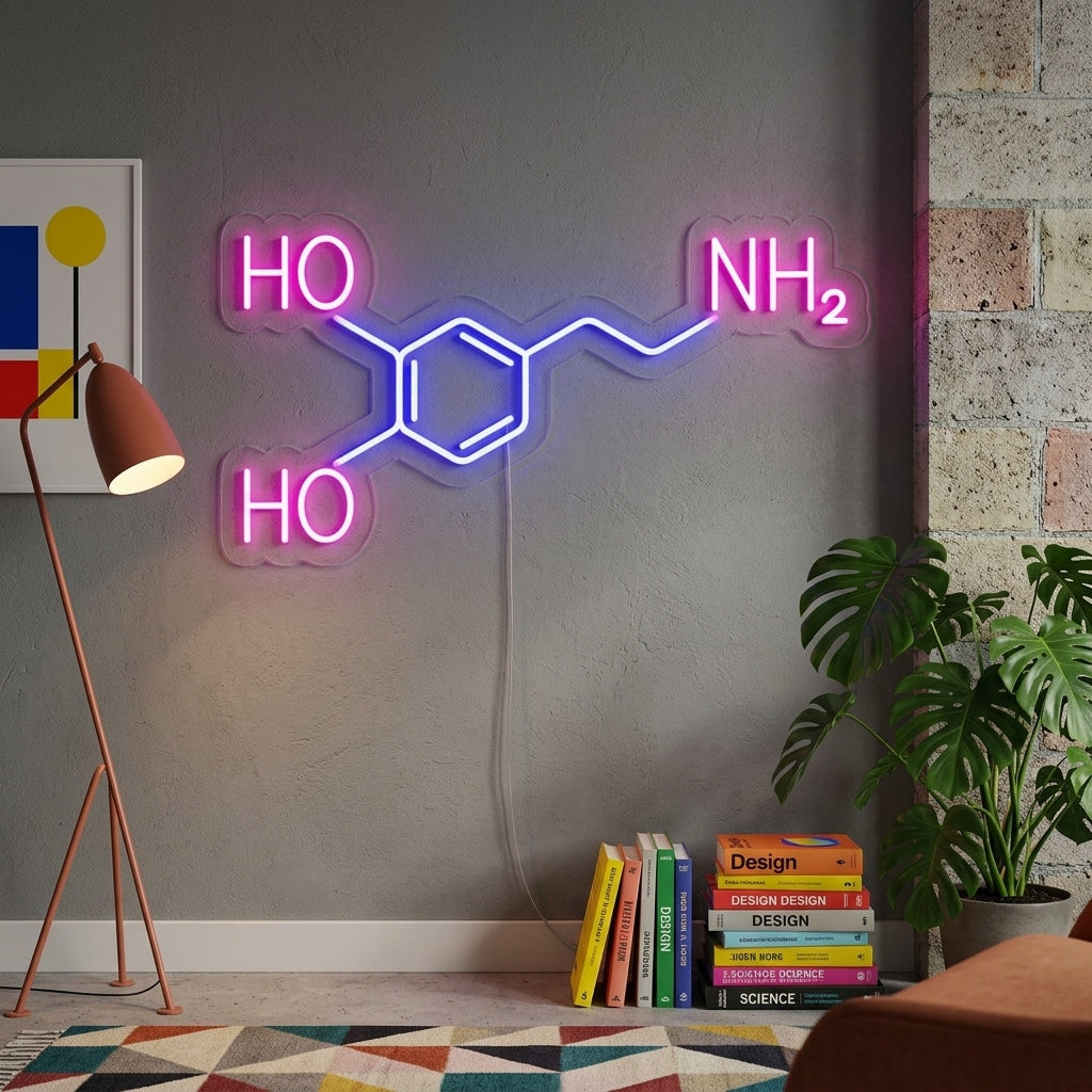 "Molecuul Dopamine" Neon Verlichting