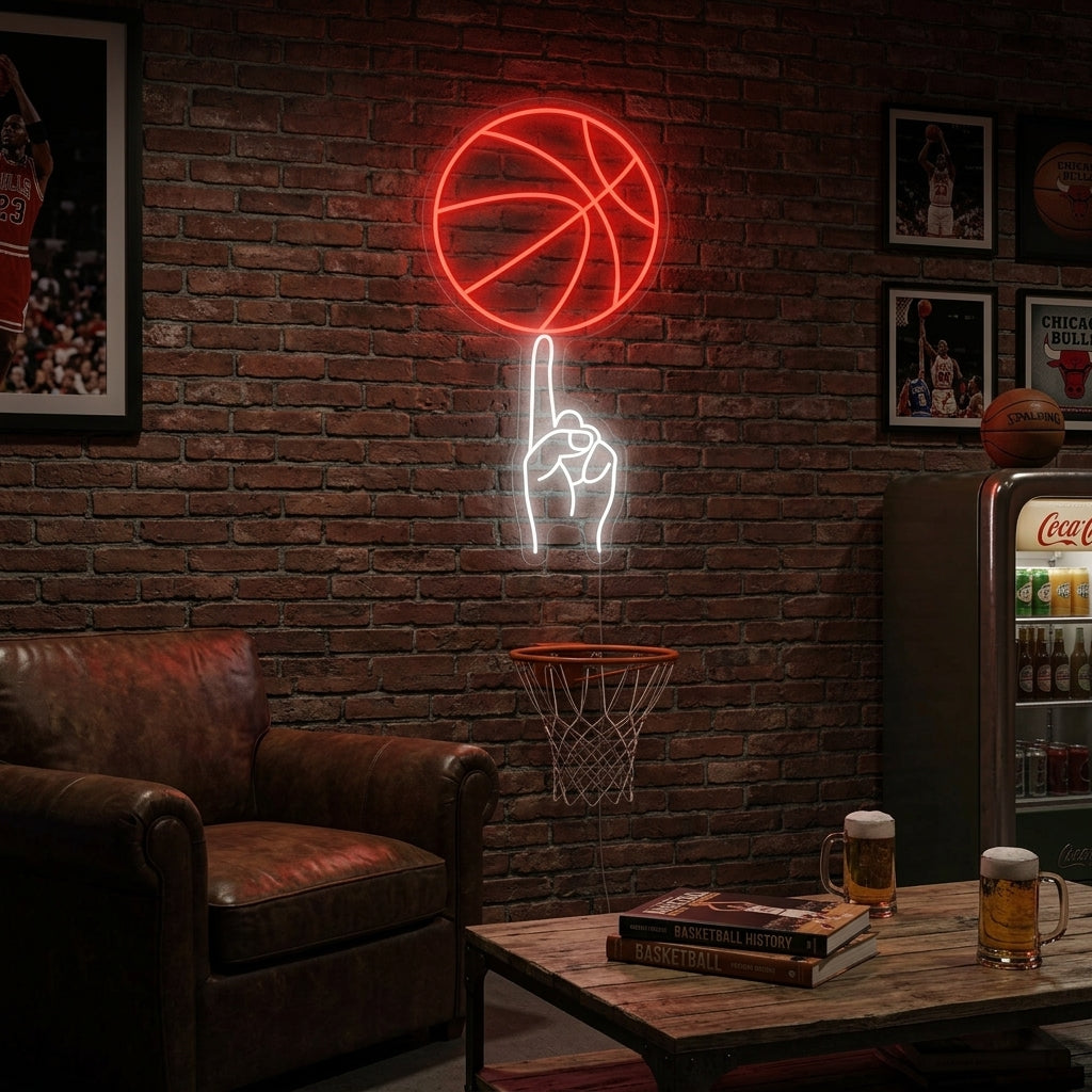 "Hand Swing Basketbal" Neonbord