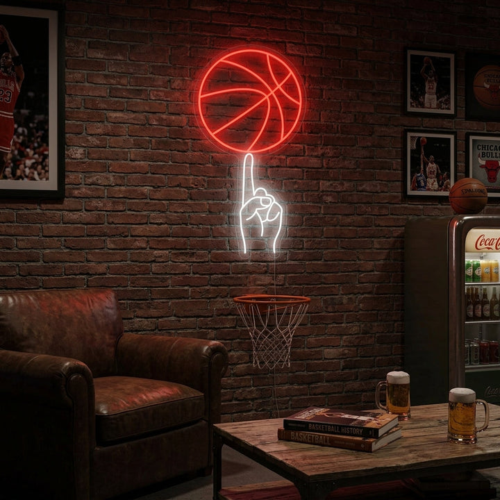 "Hand Swing Basketbal" Neonbord