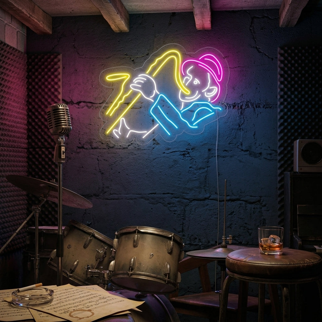 "Man Met Saxofoon" Neon Verlichting