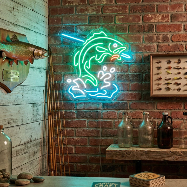 "Vis Op De Haak, Vissen" Neon Verlichting