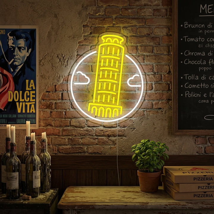 "Scheve Toren Van Pisa In Italië" Neon Verlichting