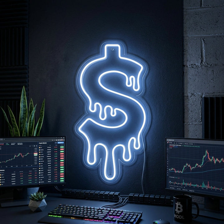 "Druppend Dollar Symbool" Neon Verlichting