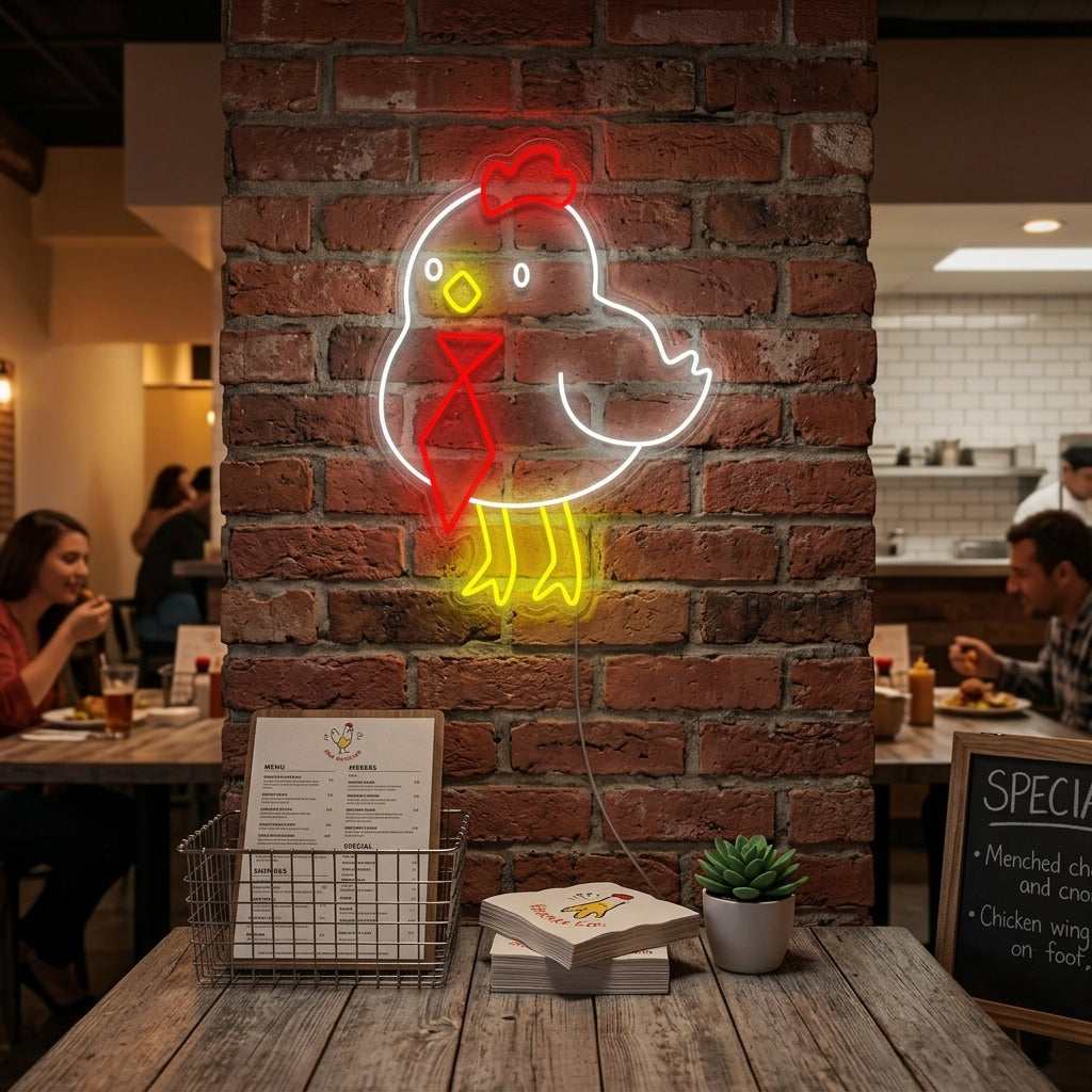 "Schattige Kleine Kip" Neonbord