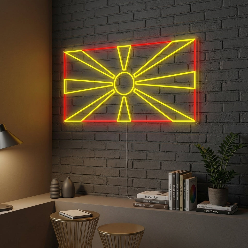 "Vlag Van Noord-Macedonië" Neon Verlichting