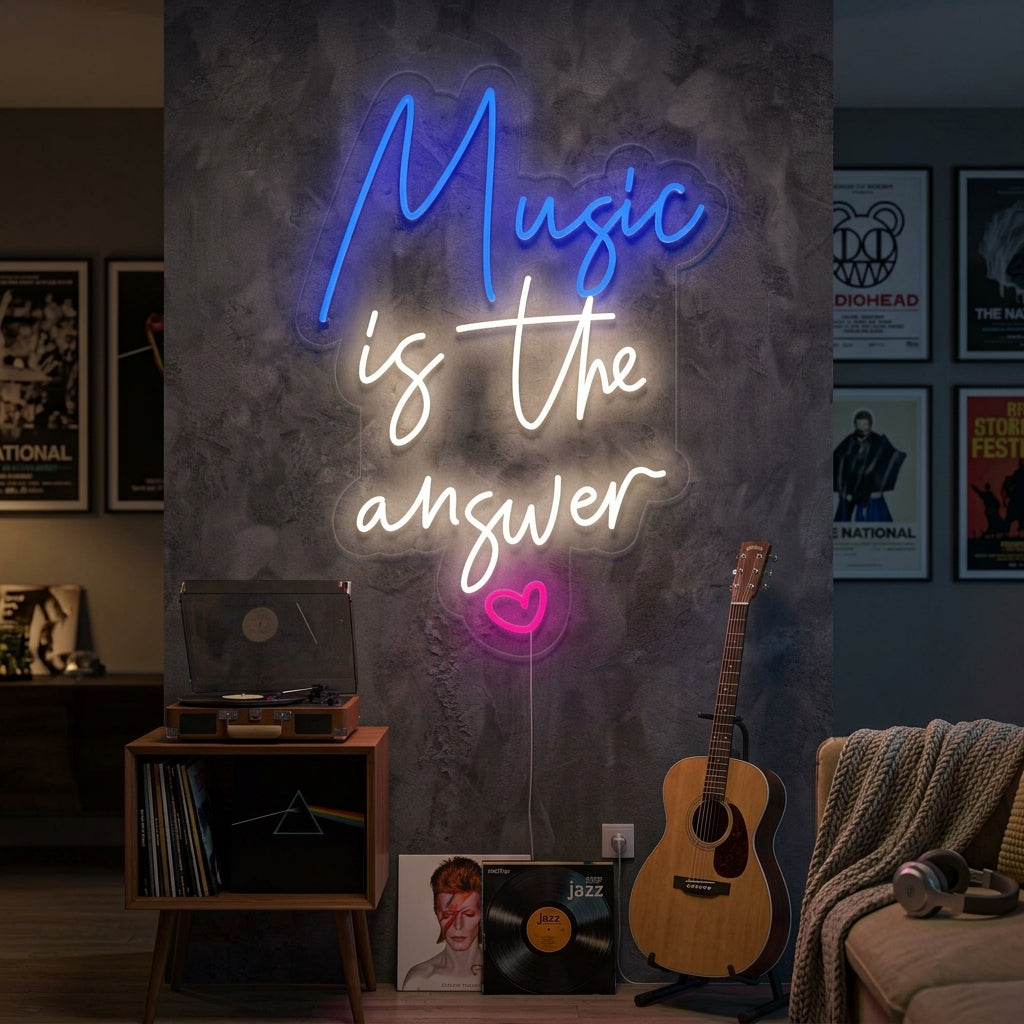 "Music is The Answer" Neon Verlichting