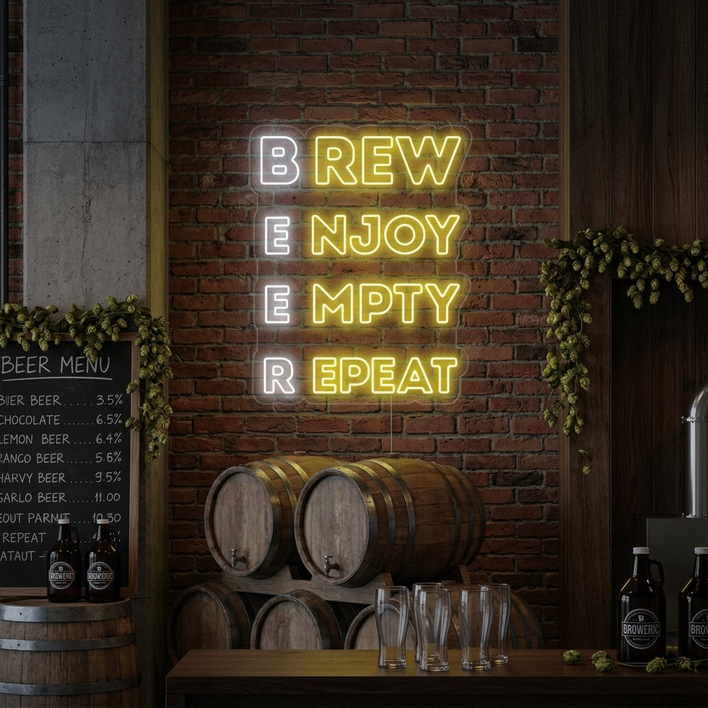 "Brew Enjoy Empty Repeat Beer Bar" Neon Verlichting