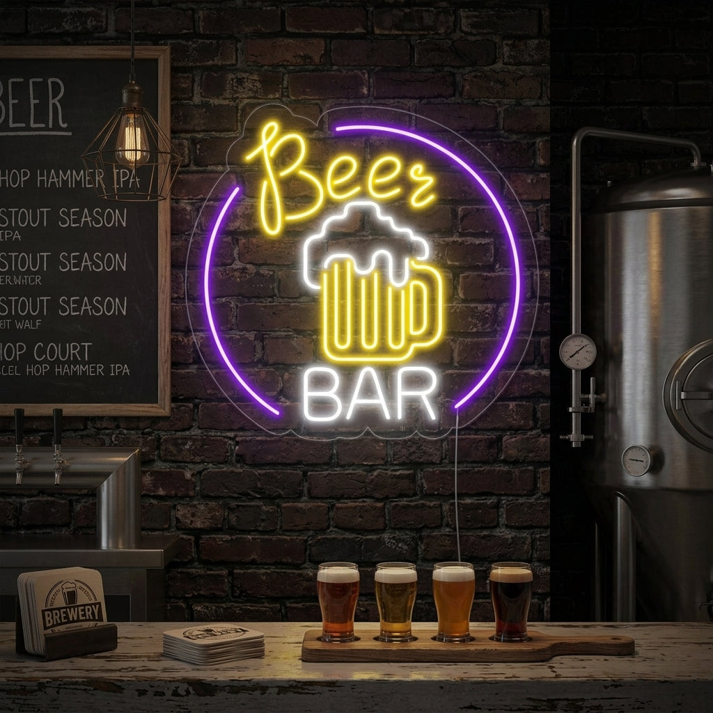 "Beer Bar, Bierpul, Bar" Neon Verlichting