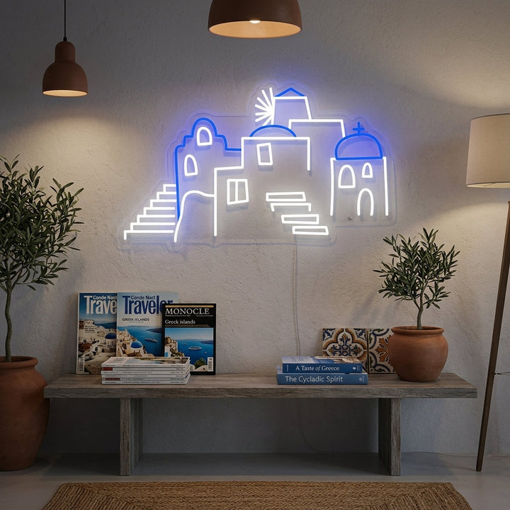 "Koepels Van Santorini In Griekenland" Neon Verlichting