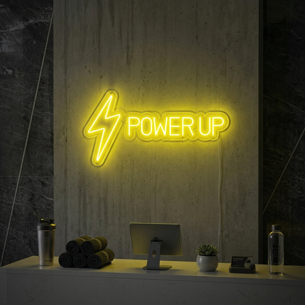 "Power Up, Fitness Decor, Fitness Quotes, Fitness Quotes, Workout Quotes" Neon Verlichting