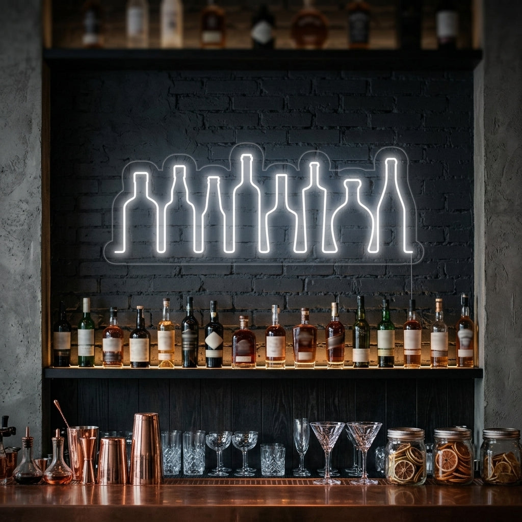 "Groep Flessen, Bar" Neon Verlichting