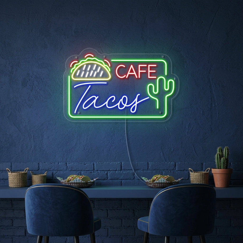 "CAFE TACOS, Mexicaans eten" Neon Verlichting