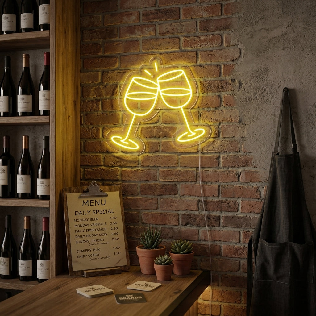 "Champagneglazen" Neon Verlichting