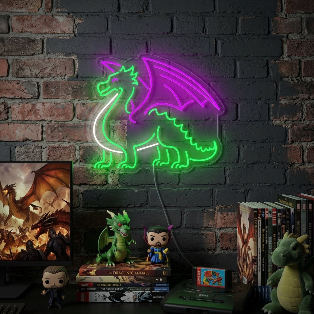 "Draak Met Vleugels" Neon Verlichting